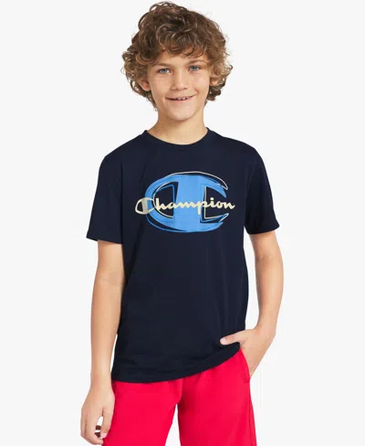 Champion Kids' Big Boys' Short-sleeve Round Neck Graphic T-shirt In Blue