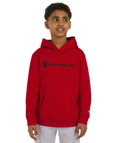 Champion Kids' Big Boys Signature Fleece Logo Hoodie In Red