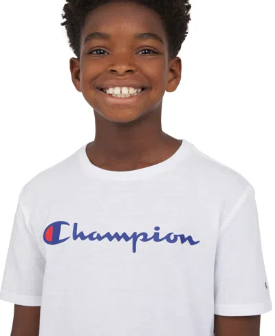 Champion Kids' Big Boys Signature Logo T-shirt In White