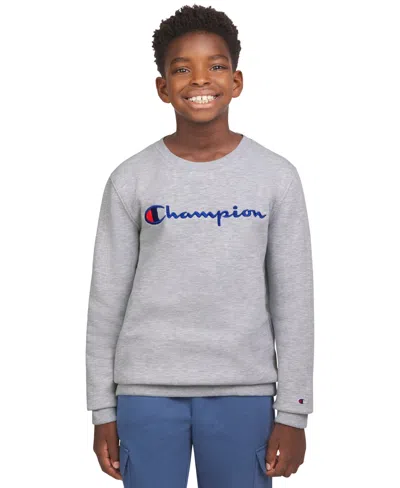 Champion Kids' Big Boys Signature Long Sleeve Crewneck Sweatshirt In Grey Heath