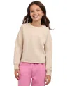 Champion Big Girls Active Ribbed Crewneck Sweatshirt In Sand Khaki