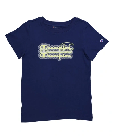 Champion Big Girls Classic Short Sleeve T-shirt In Aztec Blue