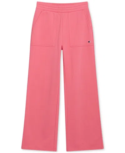 Champion Kids' Big Girls Cotton-blend Fleece Wide-leg Pants In Pink