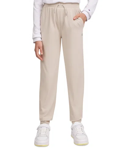 Champion Kids' Big Girls Logo Classic Stretch Joggers In Sand Khaki