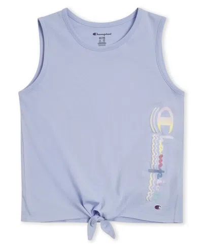 Champion Kids' Big Girls Logo Tie Front Tank Comfort T-shirt In Lavender
