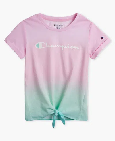 CHAMPION BIG GIRLS OMBRE TIE FRONT CREWNECK T-SHIRT 