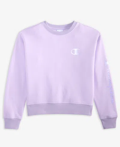 Champion Kids' Big Girls Pullover Crewneck Sweatshirt In Purple