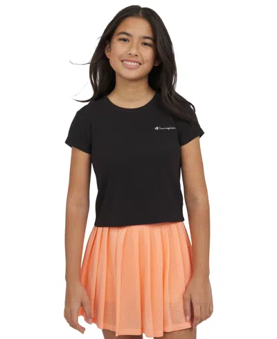 Champion Kids' Big Girls Ribbed Baby Tee In Black