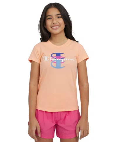 Champion Kids' Big Girls Short-sleeve Logo Graphic T-shirt In Orange