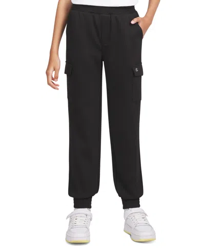 Champion Kids' Big Girls Smocked-waist Cargo Joggers In Black