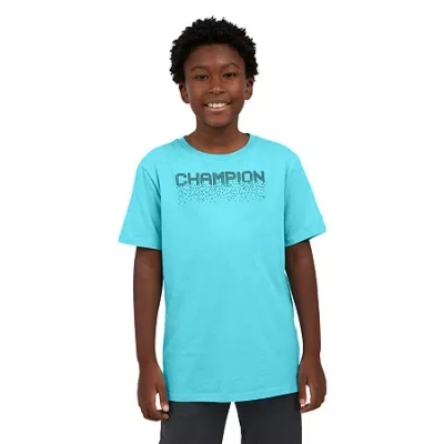Champion Big Kid Boys Crew Neck Short Sleeve Classic Fit Graphic T-shirt In Blue