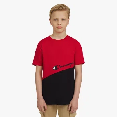 Champion Big Kid Boys Crew Neck Short Sleeve Regular Fit Graphic T-shirt In Red
