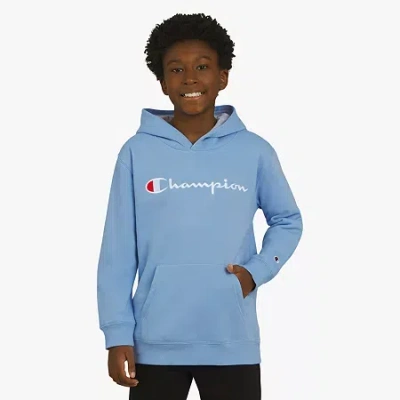 Champion Big Kid Boys Long Sleeve Embroidered Fleece Active Hoodie In Blue