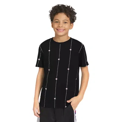 Champion Big Kid Boys Round Neck Short Sleeve Regular Fit Graphic T-shirt In Black