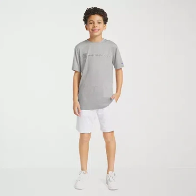 Champion Big Kid Boys Round Neck Short Sleeve Regular Fit Graphic T-shirt In Gray