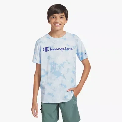 Champion Big Kid Boys Round Neck Short Sleeve Regular Fit Graphic T-shirt In Blue