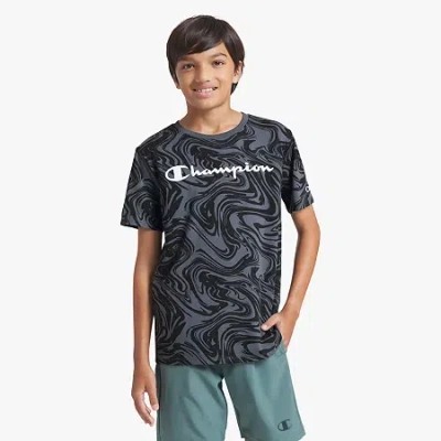 Champion Big Kid Boys Round Neck Short Sleeve Regular Fit Graphic T-shirt In Black