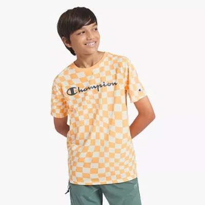 Champion Big Kid Boys Round Neck Short Sleeve Regular Fit Graphic T-shirt In Orange