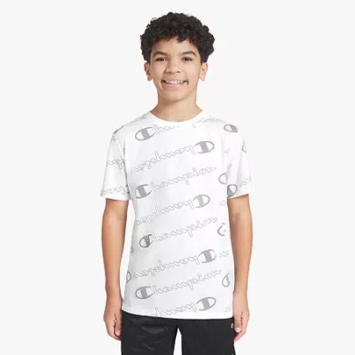 Champion Big Kid Boys Round Neck Short Sleeve Regular Fit Graphic T-shirt In White