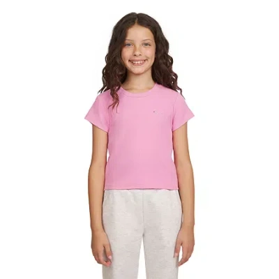 Champion Big Kid Girls Crew Neck Short Sleeve Active Crop Top In Animal Print