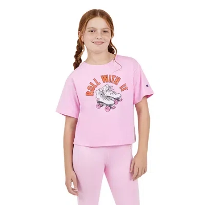 Champion Big Kid Girls Crew Neck Short Sleeve Boxy Fit Graphic T-shirt In Pink
