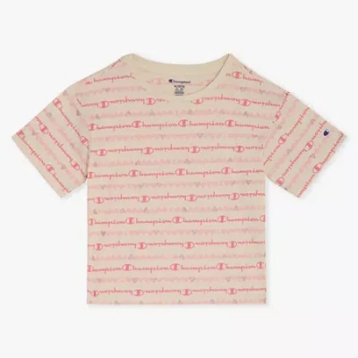 Champion Big Kid Girls Crew Neck Short Sleeve Loose Fit Graphic T-shirt In Black