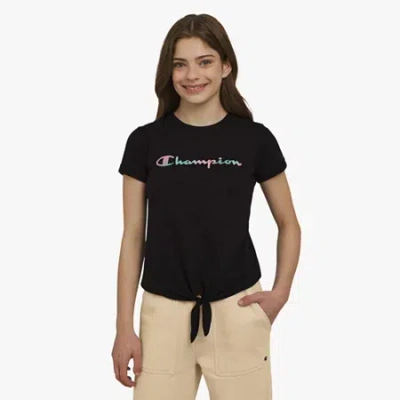 Champion Big Kid Girls Crew Neck Short Sleeve Regular Fit Graphic T-shirt In Black