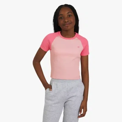 Champion Big Kid Girls Crew Neck Short Sleeve Slim Fit Graphic T-shirt In Pink