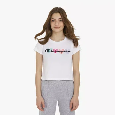Champion Big Kid Girls Crew Neck Short Sleeve Slim Fit Graphic T-shirt In White