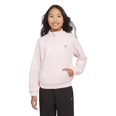 Champion Big Kid Girls Mock Neck Long Sleeve Active Quarter-zip Pullover In Animal Print