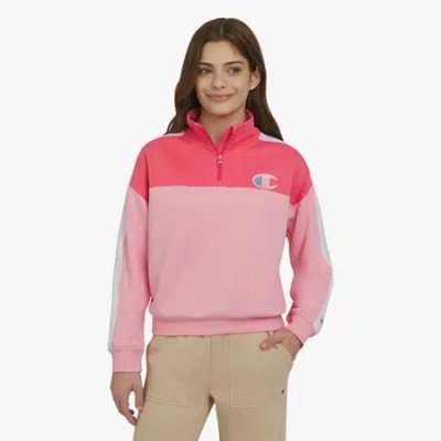 Champion Big Kid Girls Mock Neck Long Sleeve Fleece Active Quarter-zip Pullover In Multi