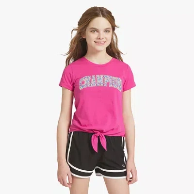 Champion Big Kid Girls Round Neck Short Sleeve Regular Fit Graphic T-shirt In Pink