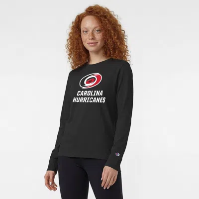 Champion Black Carolina Hurricanes Wordmark Lockup Long Sleeve T-shirt