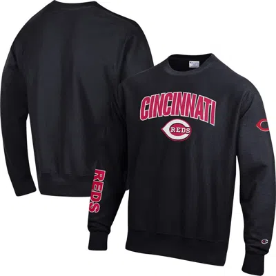Champion Black Cincinnati Reds Reverse Weave Chenille Sweatshirt