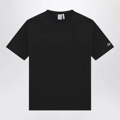 CHAMPION BLACK COTTON CREW-NECK T-SHIRT