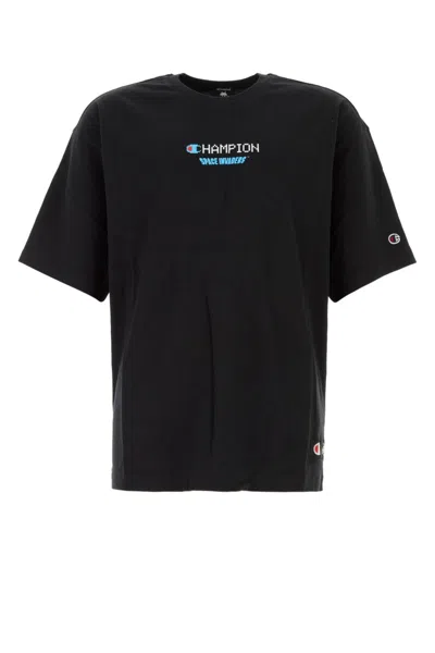 Champion Black Crewneck Logo T-shirt In Multi