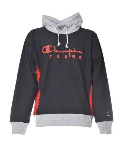 Champion Black Logo Hooded Print Hoodie