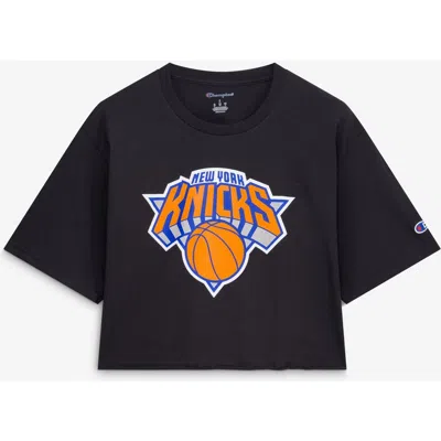 Champion Black New York Knicks Cropped Boyfriend T-shirt