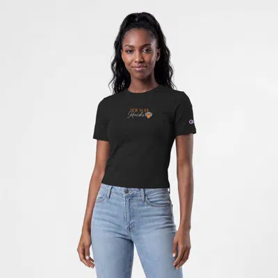 Champion Black New York Knicks Soft Touch Fitted Cropped T-shirt