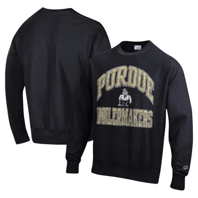 Champion Black Purdue Boilermakers Vault Late Night Reverse Weave Pullover Sweatshirt
