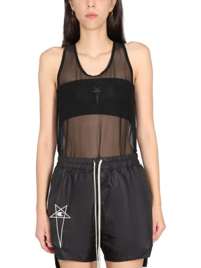 Champion Black Transparent Round Neck Top