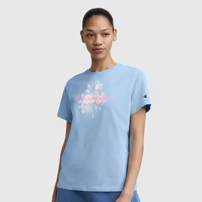 Champion Blurred Roses Graphic T-shirt, C Logo In Blue
