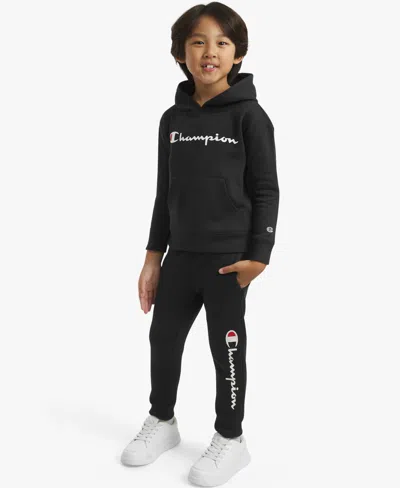 Champion Kids' Boys 4-7 Long-sleeve Hoodie And Pants, 2-piece Set In Black