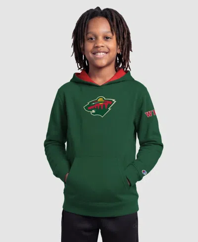 Champion Kids' Boys' 4-20 Minnesota Wild Volume Kangaroo-pocket Pullover Hoodie In Green