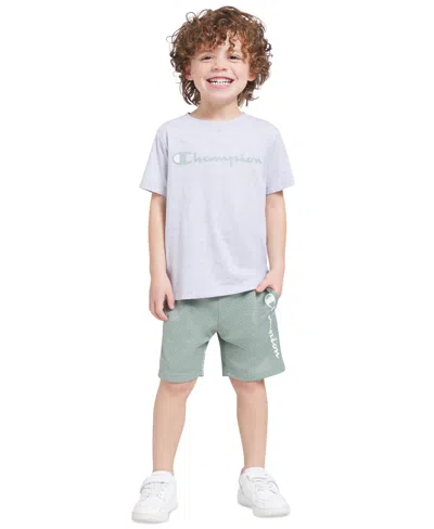 Champion Boys' 4-7 Graphic T-shirt And Shorts, 2-piece Set In White