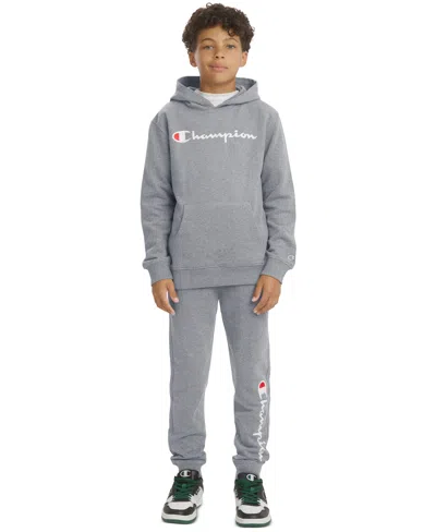 Champion Kids' Boys' 4-7 Signature Fleece Long-sleeve Hoodie And Jogger, 2-piece Set In Gray