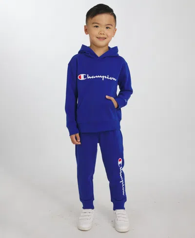 Champion Kids' Boys 4t-7 3-piece T-shirt, Hoodie And Joggers Set In Blue