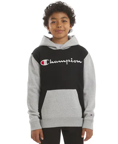 Champion Kids' Boys' 8-20 Color-block Logo Hoodie In Gray
