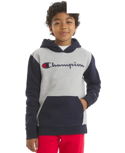 Champion Kids' Boys' 8-20 Color-block Logo Hoodie In Blue