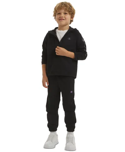 Champion Kids' Boys' 8-20 Full-zip Hoodie And Jogger Pants, 2-piece Set In Black Onyx